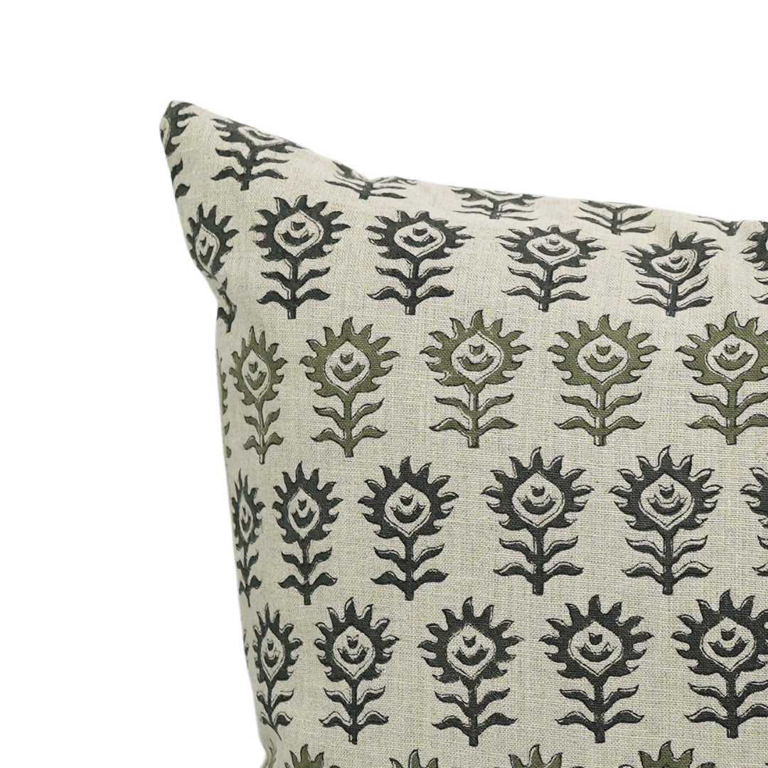 Square/Lumber block print pillow cover- Pure Linen- SURAJMUKHI - Fabdivine