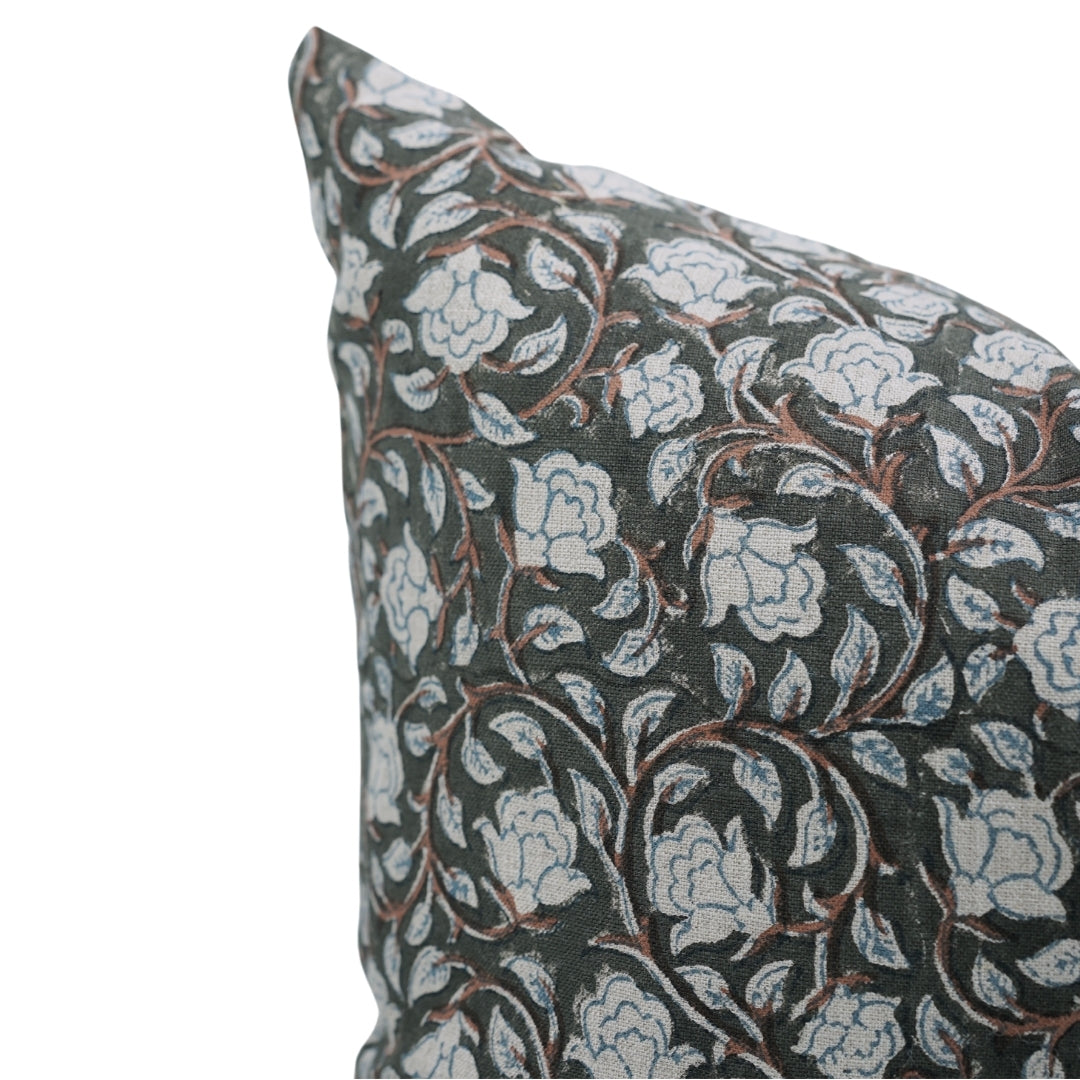 Throw Pillow Cover Designer Collection Of Hand Block Print Pure Linen - Amritvela