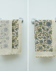 Handcrafted Floral Cotton Waffle Hand Towels - Pusplata Blue Elegance By Fabdivine