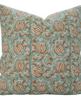 Handblock Printed Floral Design Indoor Pillow Cover - 6 Kamal Brown By Fabdivine