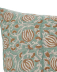 Handblock Printed Floral Design Indoor Pillow Cover - 6 Kamal Brown By Fabdivine