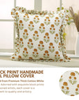 Thick Cotton White Block Print Designer Boho Pillow/Cushion Cover - Rishi