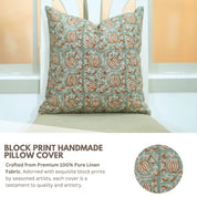 Handblock Printed Floral Design Indoor Pillow Cover - 6 Kamal Brown By Fabdivine