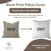 Handblock Printed Floral Design Indoor Pillow Cover - 6 Kamal Brown By Fabdivine