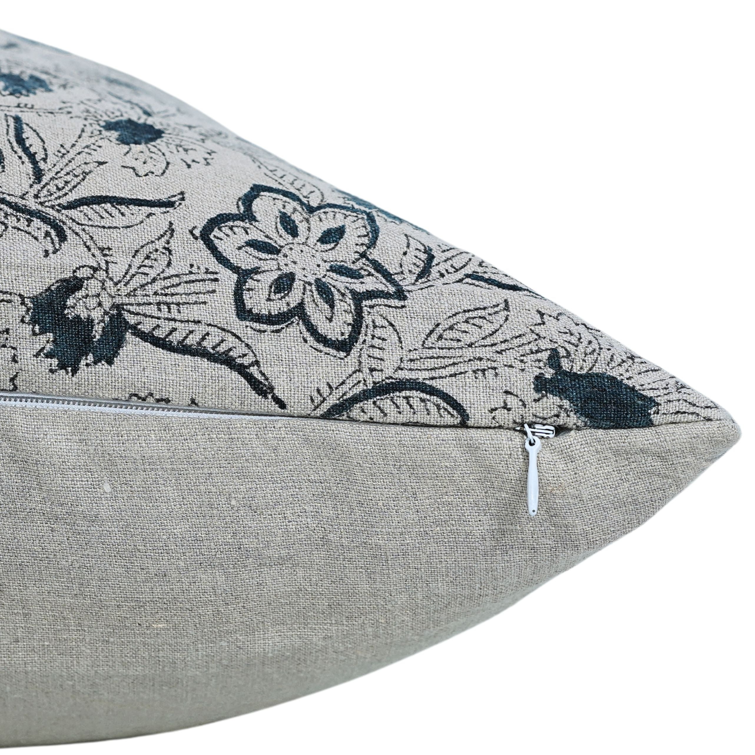 Block Print Linen Pillow Cover- JARUL - Fabdivine