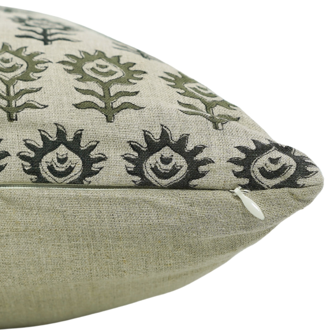 Square/Lumber block print pillow cover- Pure Linen- SURAJMUKHI - Fabdivine