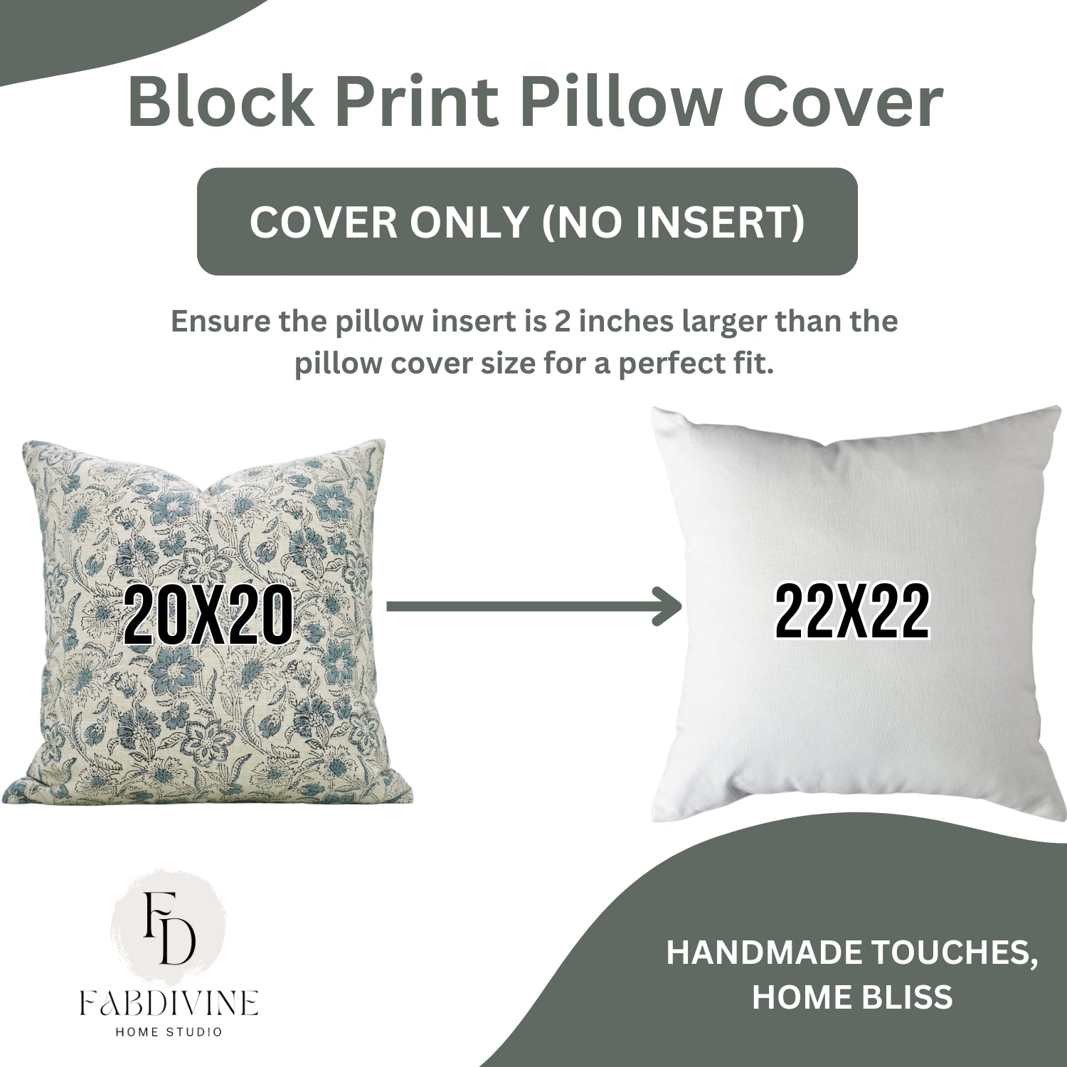 Block Print Linen Blend Pillow Cover-Jarul