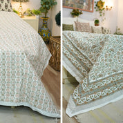 Medium & Soft Cotton Quilt/Blanket And Block Printed Design