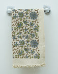 Handcrafted Floral Cotton Waffle Hand Towels - Pusplata Blue Elegance By Fabdivine