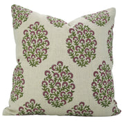 Hand Block Printed Home Decor Floral Pillow Case – Pure Linen Gudhal Green Design By Fabdivine.