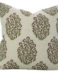 Hand Block Printed Home Decor Floral Pillow Case – Pure Linen Gudhal Green Design By Fabdivine.