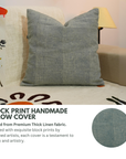 Block Print Thick Linen Pillow Cover-Bori