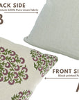 Hand Block Printed Home Decor Floral Pillow Case – Pure Linen Gudhal Green Design By Fabdivine.