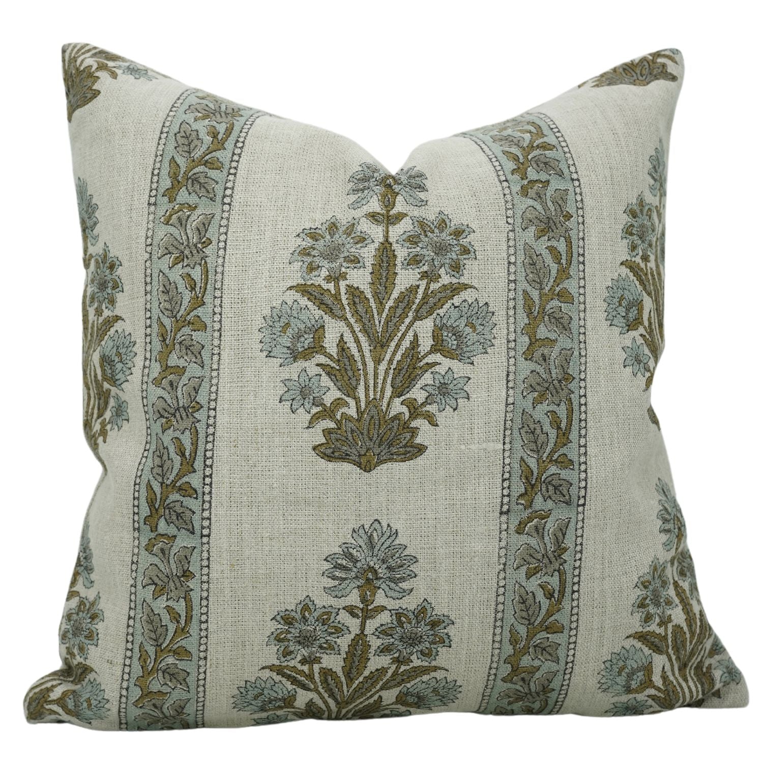 Block Printed Thick Linen Throw Pillow Cover - Morpankh By Fabdivine