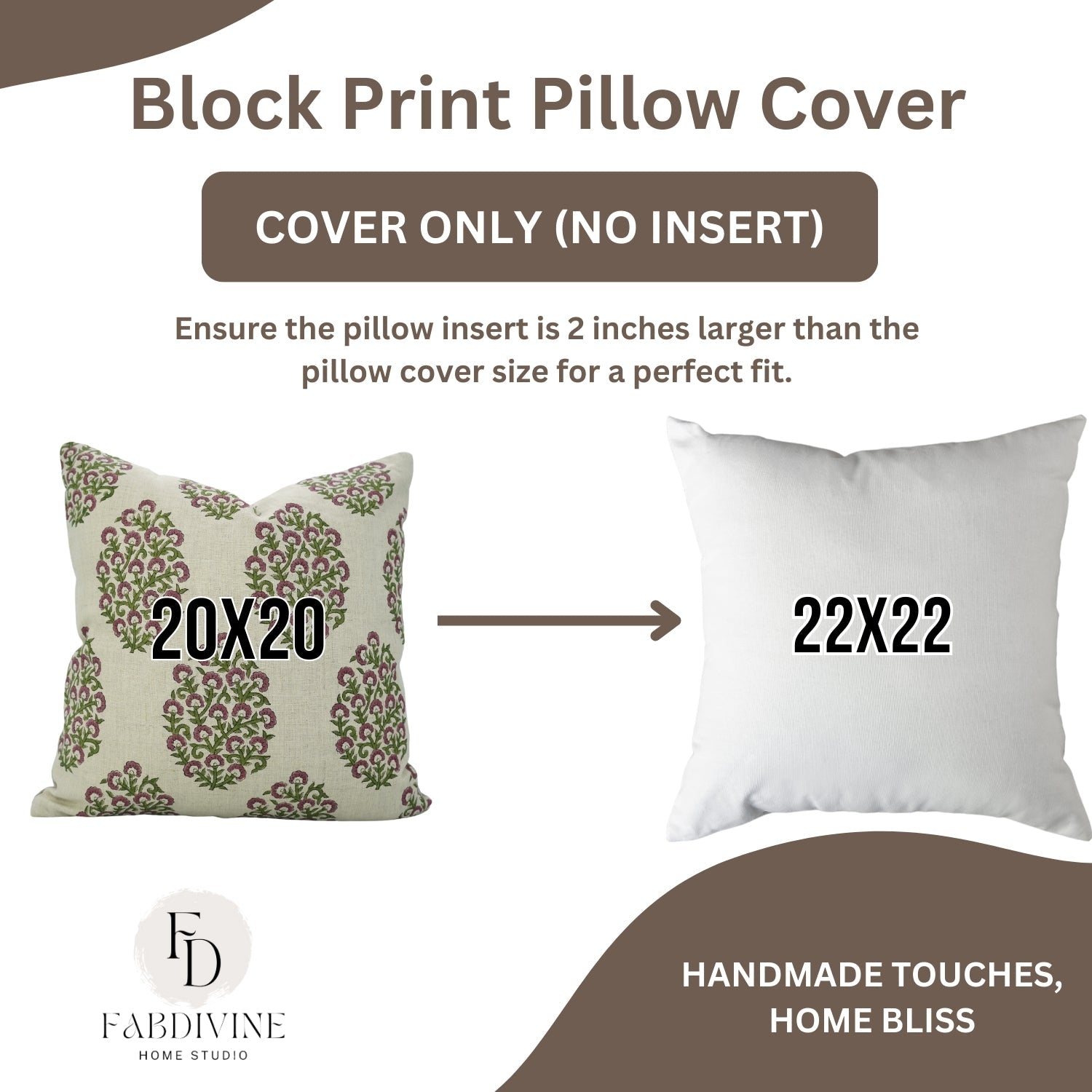 Hand Block Printed Home Decor Floral Pillow Case – Pure Linen Gudhal Green Design By Fabdivine.