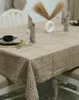 Traditional White Thick Cotton Dining Cover with Brown Floral Tarangani Hand-Block Print By Fabdivine