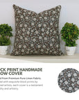 Throw Pillow Cover Designer Collection Of Hand Block Print Pure Linen - Amritvela