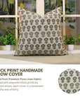 Square/Lumber Block Printed Pillow Cover - Pure Linen - Surajmukhi