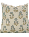 Floral Majestic HandBlock Printed Pillow Cover/Cases Luxe Linen Blend For Farmhouse - Rishi Blue