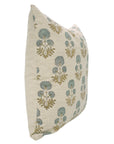 Floral Majestic HandBlock Printed Pillow Cover/Cases Luxe Linen Blend For Farmhouse - Rishi Blue