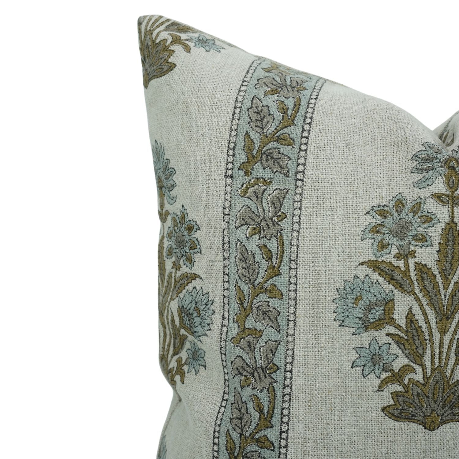 Block Printed Thick Linen Throw Pillow Cover - Morpankh By Fabdivine