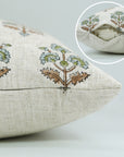 Handmade Floral Indian Block Printed Viscose Linen Pillow Cover - Traffic Light