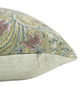 Kundanvan Handcrafted Viscose Pillow Cover – Green & Brown Floral Block Print Elegance