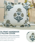 Block Printed Thick Cotton White Frill Sofa Cushion Cases  -Badshah