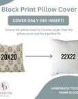 Floral Majestic HandBlock Printed Pillow Cover/Cases Luxe Linen Blend For Farmhouse - Rishi Blue