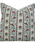  Viscose Linen Floral Design Hand Block Pillow Cover for Sofa - Red Laxmi By Fabdivibe.