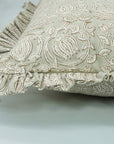 Block Print Thick Cotton White Frill Pillow Cover-6 Kamal