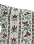  Viscose Linen Floral Design Hand Block Pillow Cover for Sofa - Red Laxmi By Fabdivibe.