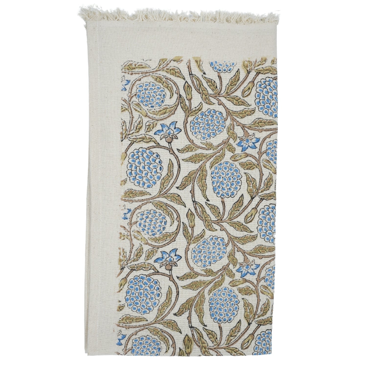 Cotton Block Printed Floral Luxury Waffle Hand Towels Meraki Blue By Fabdivine