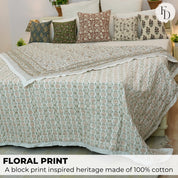 Medium & Soft Cotton Quilt/Blanket And Block Printed Design