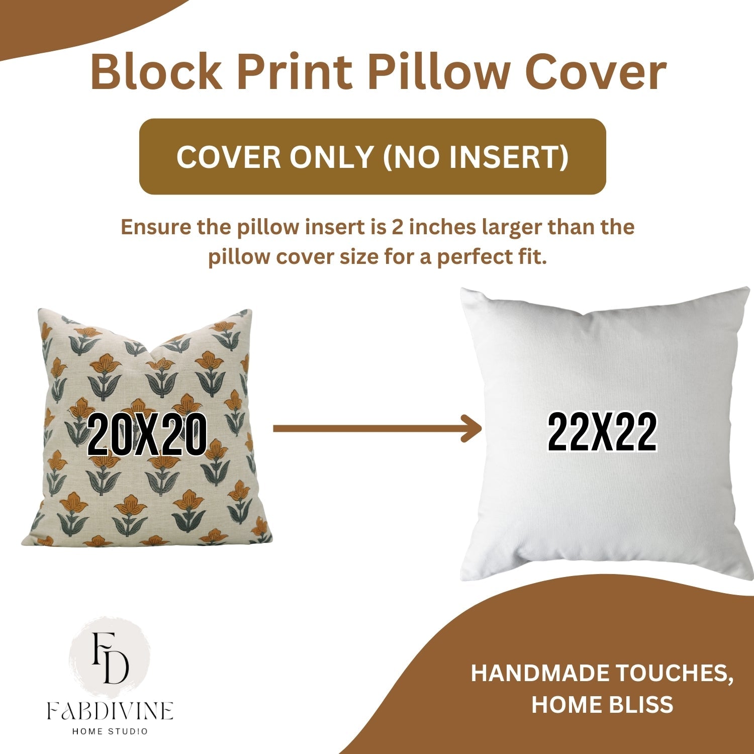 Tulip Yellow Handmade Floral Cushion Case – Indian Block Printed Linen Blend for Indoor Elegance