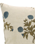 Handmade Farmhouse Cushion Cover Gulb Blue – Indian Block Printed Floral Linen Blend