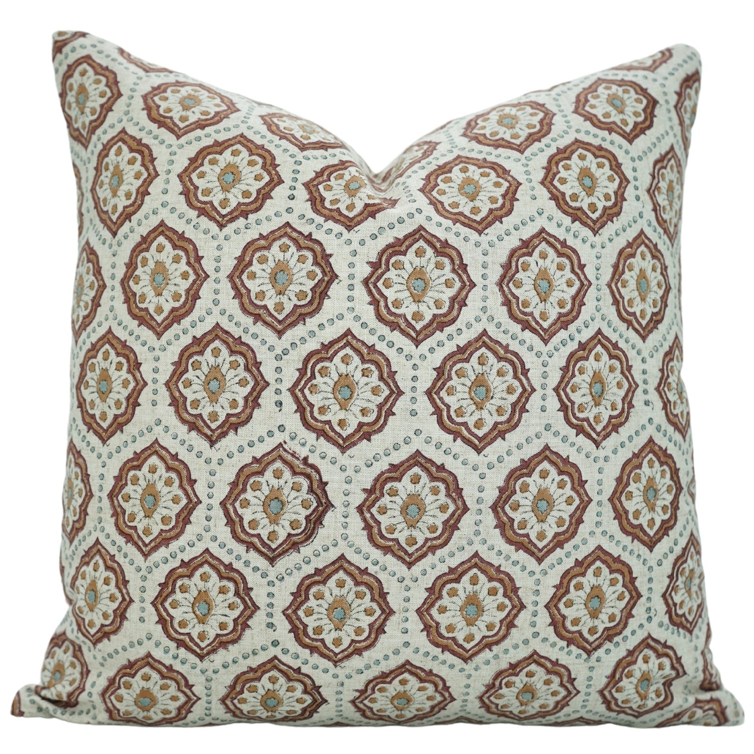 Throw Pillow Cover for Couch Floral and Handblock Printed Viscose Linen – Charkha Red By Fabdivine.