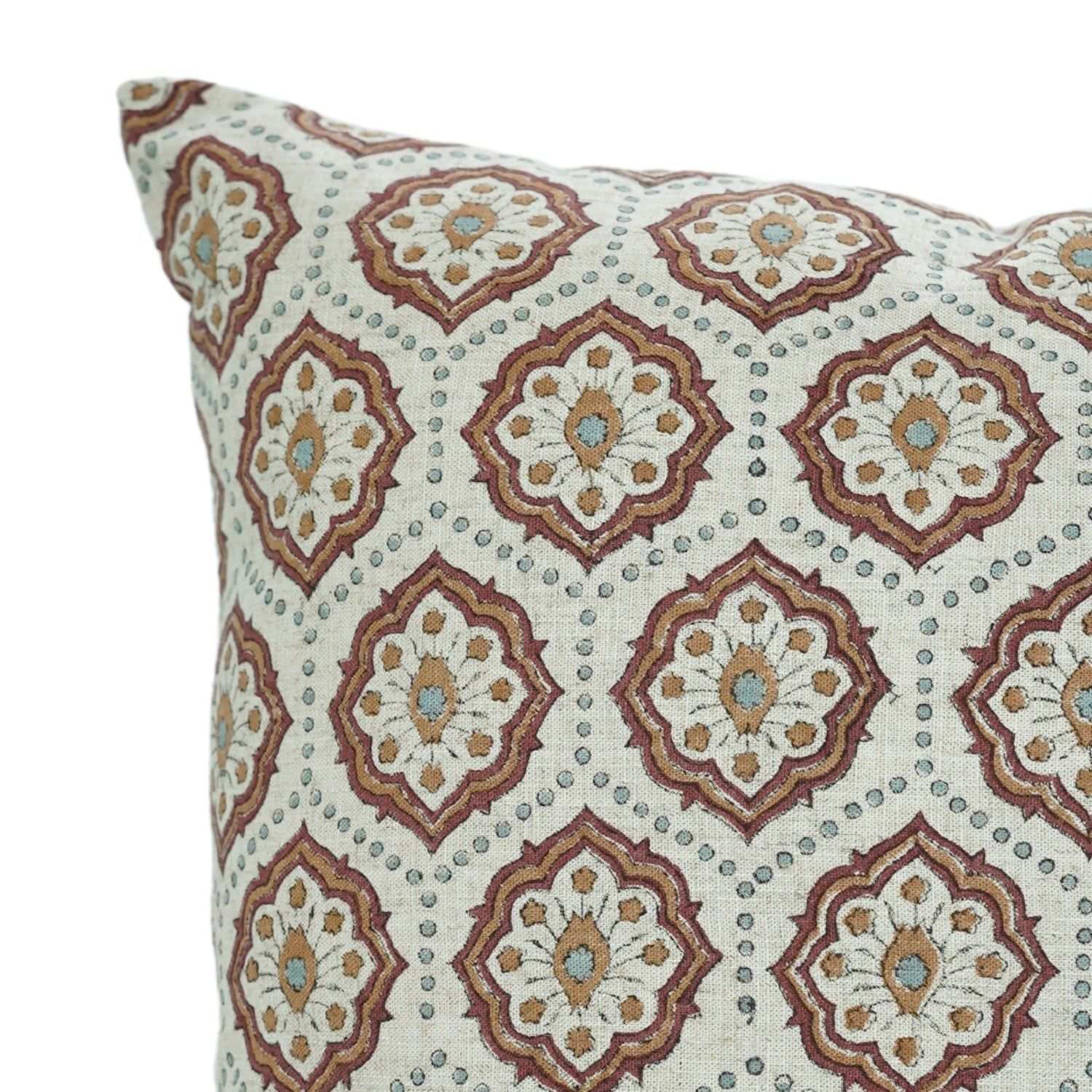 Throw Pillow Cover for Couch Floral and Handblock Printed Viscose Linen – Charkha Red By Fabdivine.