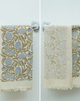 Cotton Block Printed Floral Luxury Waffle Hand Towels Meraki Blue By Fabdivine