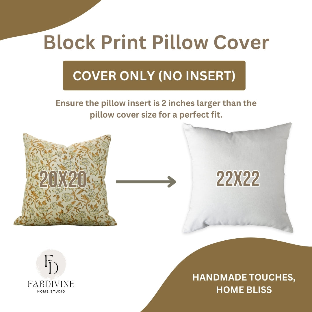 Throw Pillow Cover “Designer Collection Of Hand Block Print Cotton Satin Set Of 4- Mrignayani