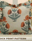 Block Print Thick Linen Frill Pillow Cover-Badshah