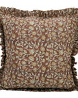 Elegant Floral Hand Block Printed Pure Linen Frill Pillow Cover - Himachal