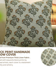 Block Printed Thick Linen Throw Pillow Cover - Bael Patra