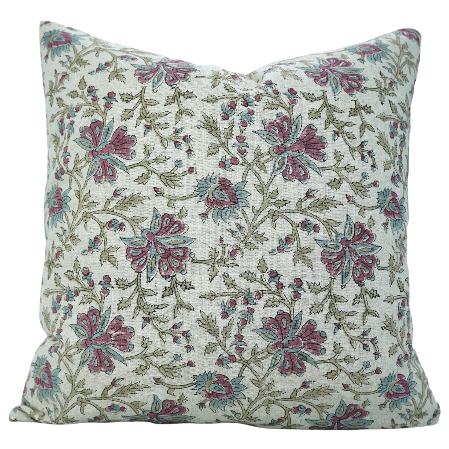 Handmade Throw Pillow Cover – Custom Viscous Linen with Unique Pink Floral Print By Fabdivine.