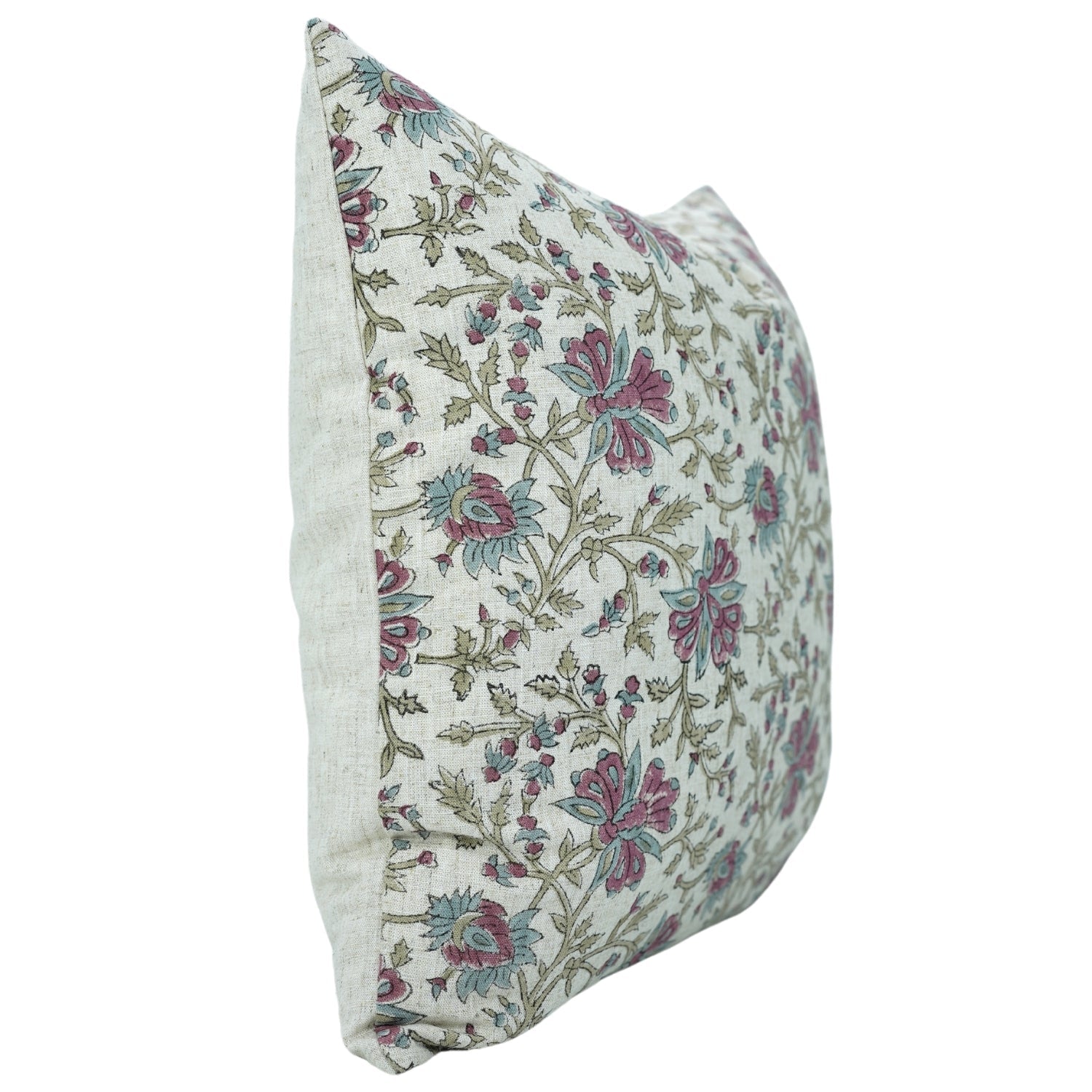 Handmade Throw Pillow Cover – Custom Viscous Linen with Unique Pink Floral Print By Fabdivine.