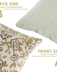 Elegant Floral Handblock Printed Linen Blend Square Pillow Case – Mrignayani Brown