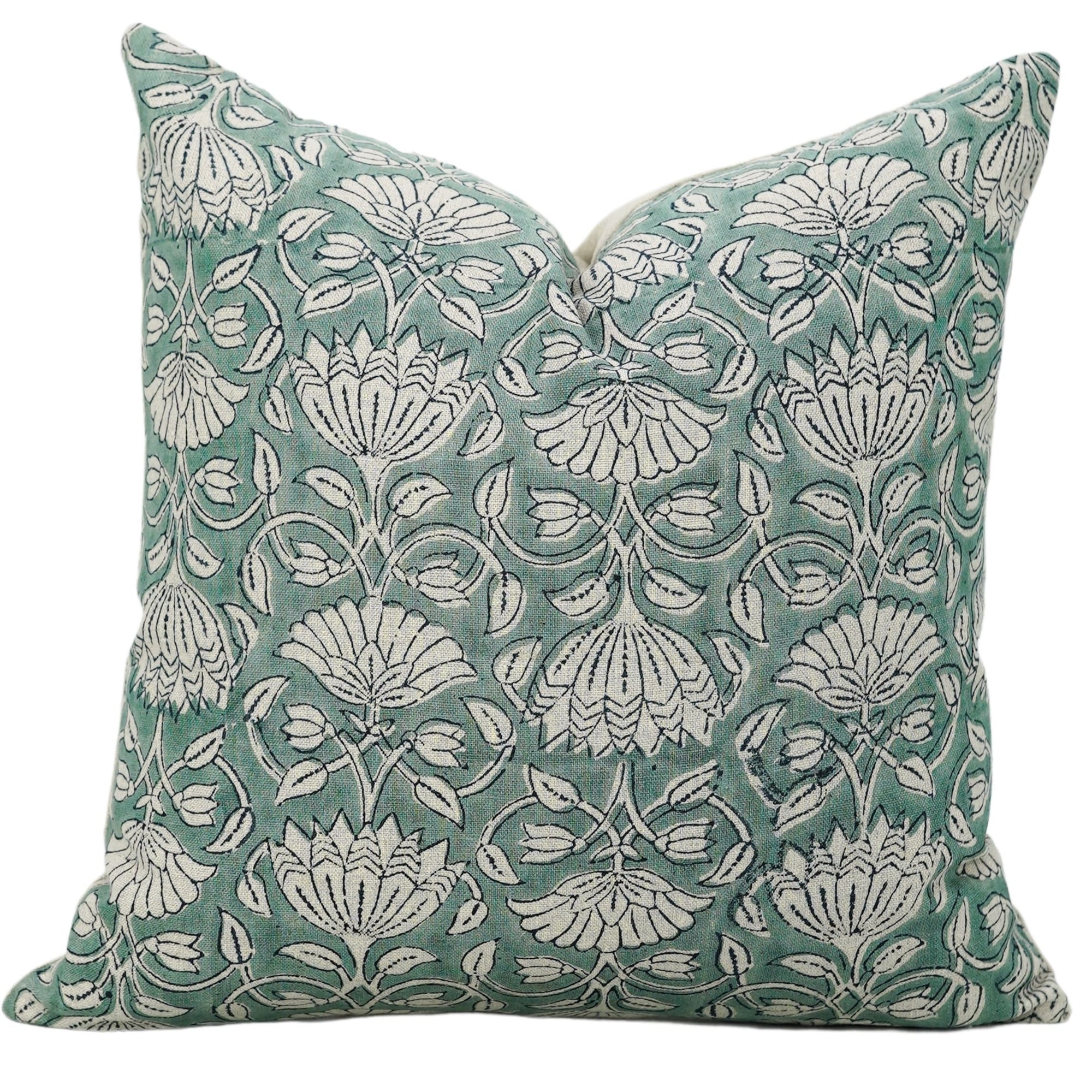 Pure Linen block print designer boho pillow/cushion cover- ULTA KAMAL - Fabdivine