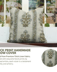 Block Printed Thick Linen Throw Pillow Cover - Morpankh By Fabdivine