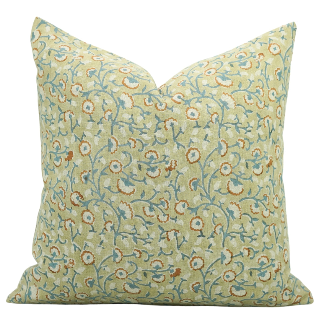 Block Print Linen Pillow Cover- HIMACHAL - FABDIVINE LLC