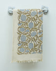 Cotton Block Printed Floral Luxury Waffle Hand Towels Meraki Blue By Fabdivine